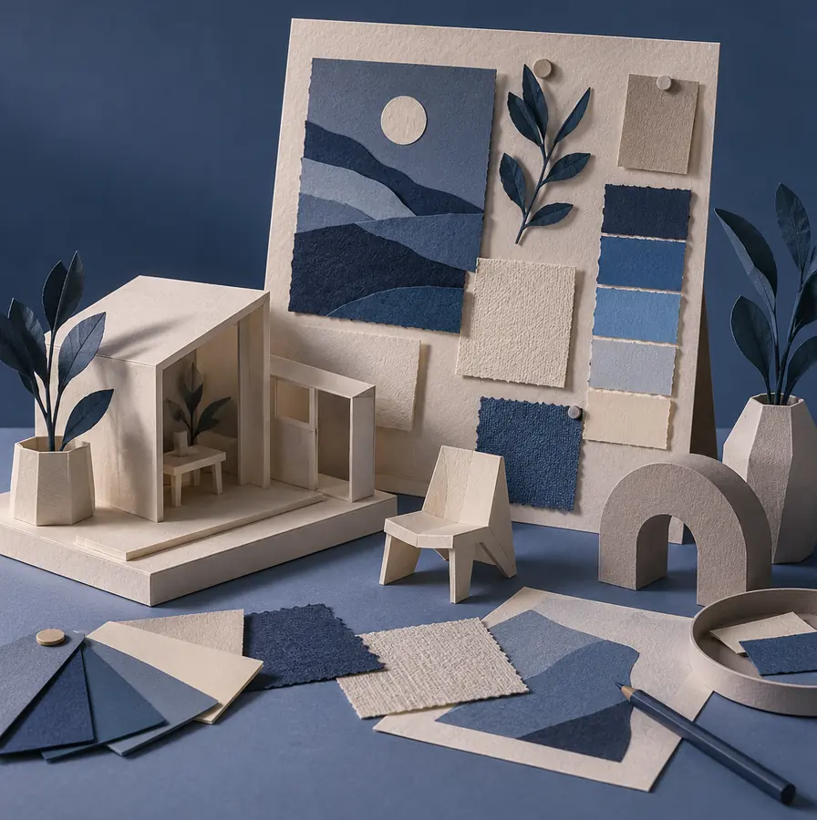 Illustration of marketing and creative businesses equipment and workspace