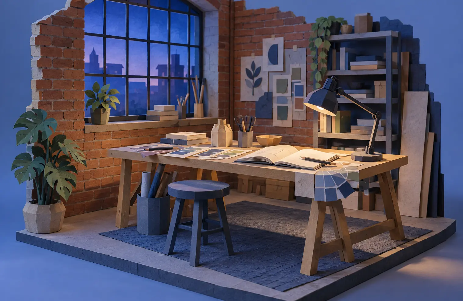 Illustration of marketing and creative businesses and their working space