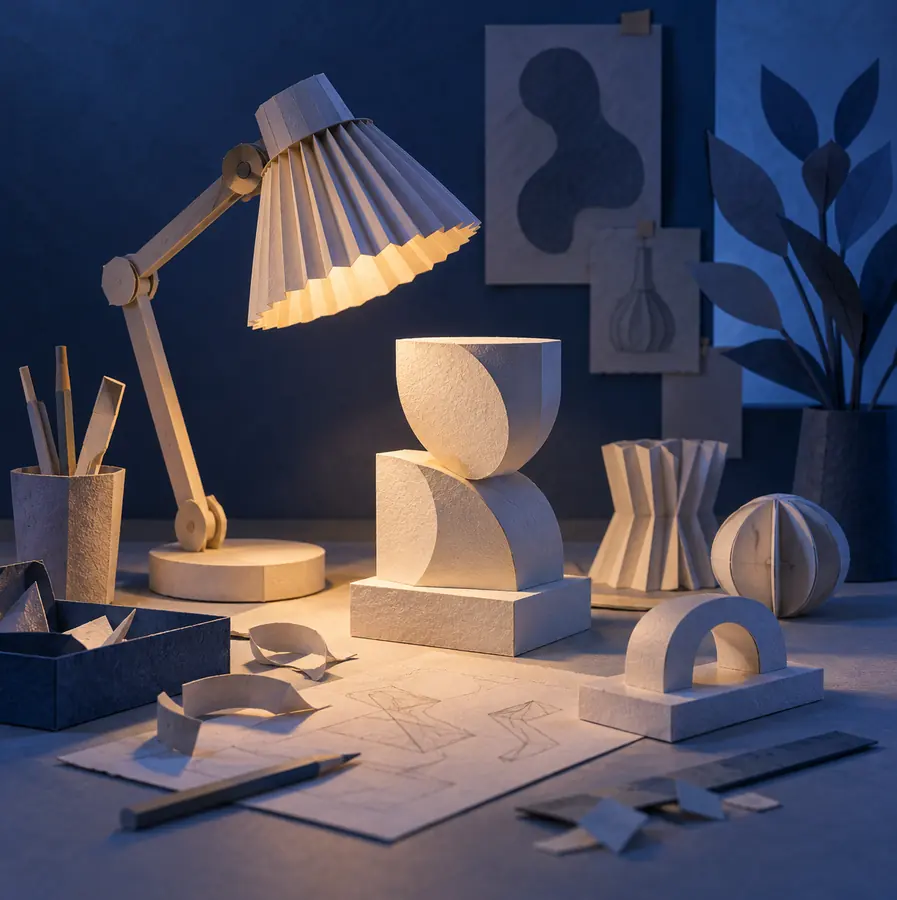 Illustration of marketing and creative businesses equipment and workspace